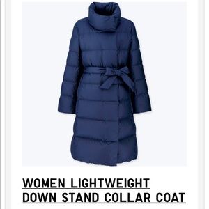 Uniqlo lightweight down navy stand collar coat M